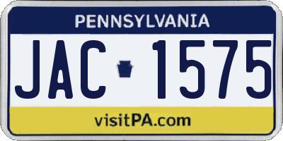 PA license plate JAC1575