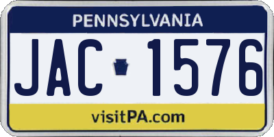 PA license plate JAC1576