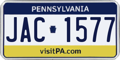 PA license plate JAC1577