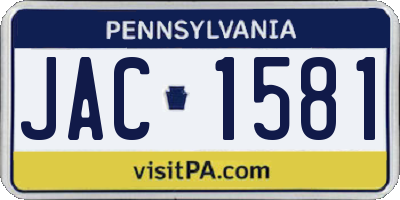 PA license plate JAC1581