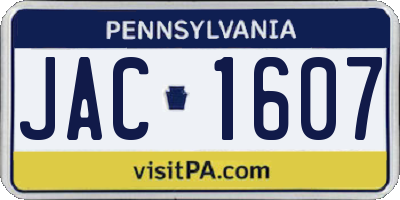 PA license plate JAC1607