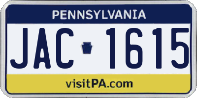 PA license plate JAC1615