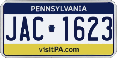 PA license plate JAC1623