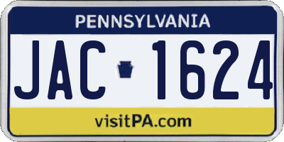 PA license plate JAC1624