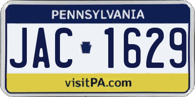 PA license plate JAC1629