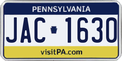 PA license plate JAC1630