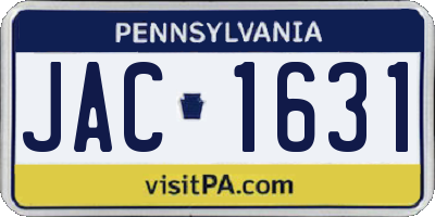 PA license plate JAC1631