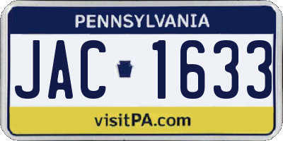 PA license plate JAC1633