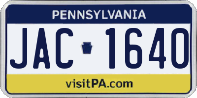 PA license plate JAC1640