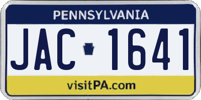 PA license plate JAC1641