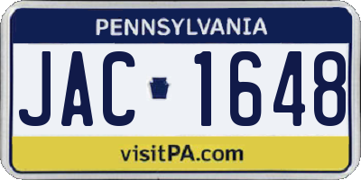 PA license plate JAC1648