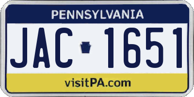 PA license plate JAC1651