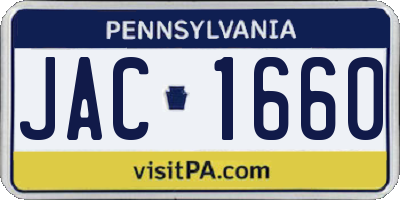 PA license plate JAC1660