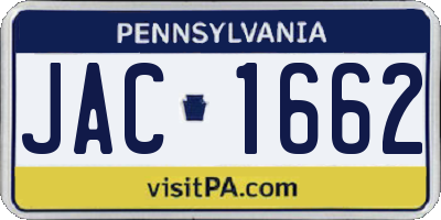 PA license plate JAC1662