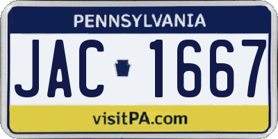 PA license plate JAC1667