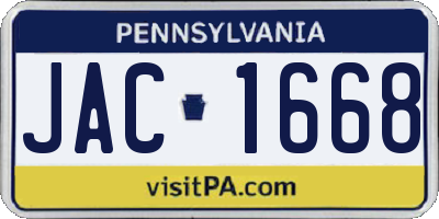 PA license plate JAC1668