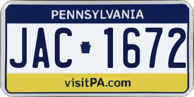 PA license plate JAC1672