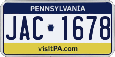 PA license plate JAC1678