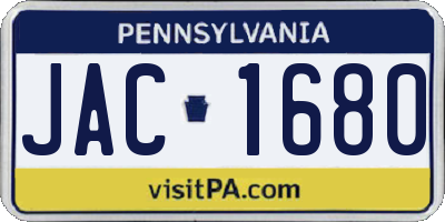 PA license plate JAC1680