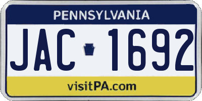 PA license plate JAC1692