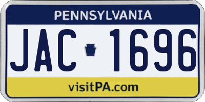 PA license plate JAC1696