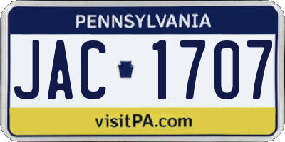 PA license plate JAC1707