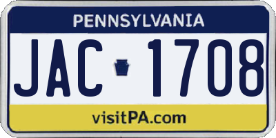 PA license plate JAC1708