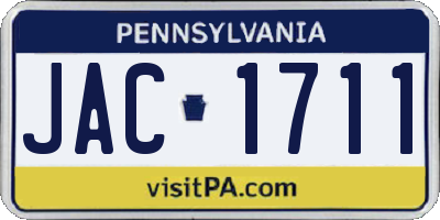 PA license plate JAC1711