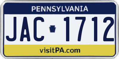 PA license plate JAC1712