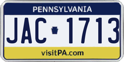 PA license plate JAC1713