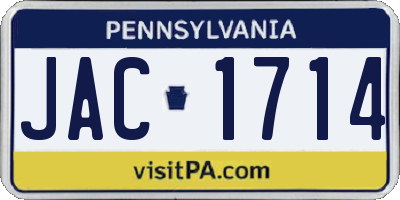 PA license plate JAC1714