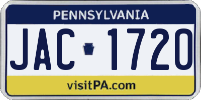 PA license plate JAC1720