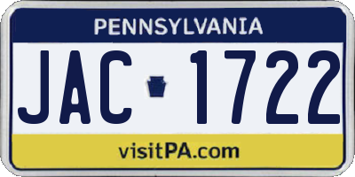 PA license plate JAC1722