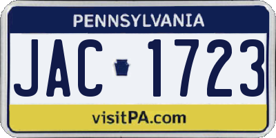 PA license plate JAC1723