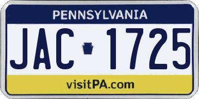 PA license plate JAC1725