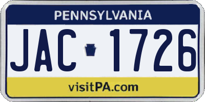 PA license plate JAC1726