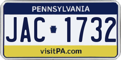 PA license plate JAC1732