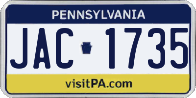 PA license plate JAC1735