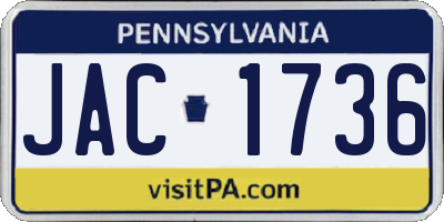 PA license plate JAC1736