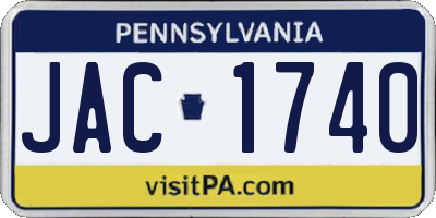 PA license plate JAC1740