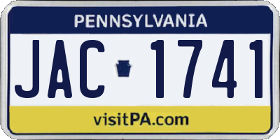 PA license plate JAC1741