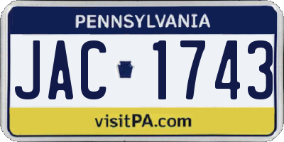 PA license plate JAC1743