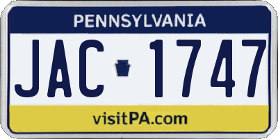 PA license plate JAC1747