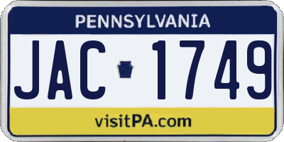 PA license plate JAC1749