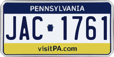 PA license plate JAC1761