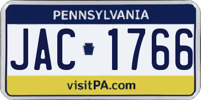 PA license plate JAC1766