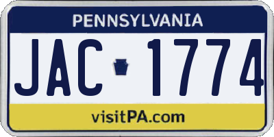 PA license plate JAC1774