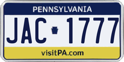 PA license plate JAC1777