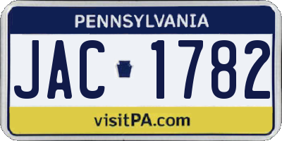 PA license plate JAC1782