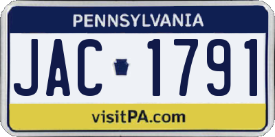 PA license plate JAC1791